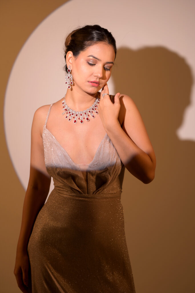 scarlet cubic zirconia necklace set UK, hypoallergenic bridal jewellery UK, rhodium plated red necklace and earrings, skin-friendly red jewellery UK